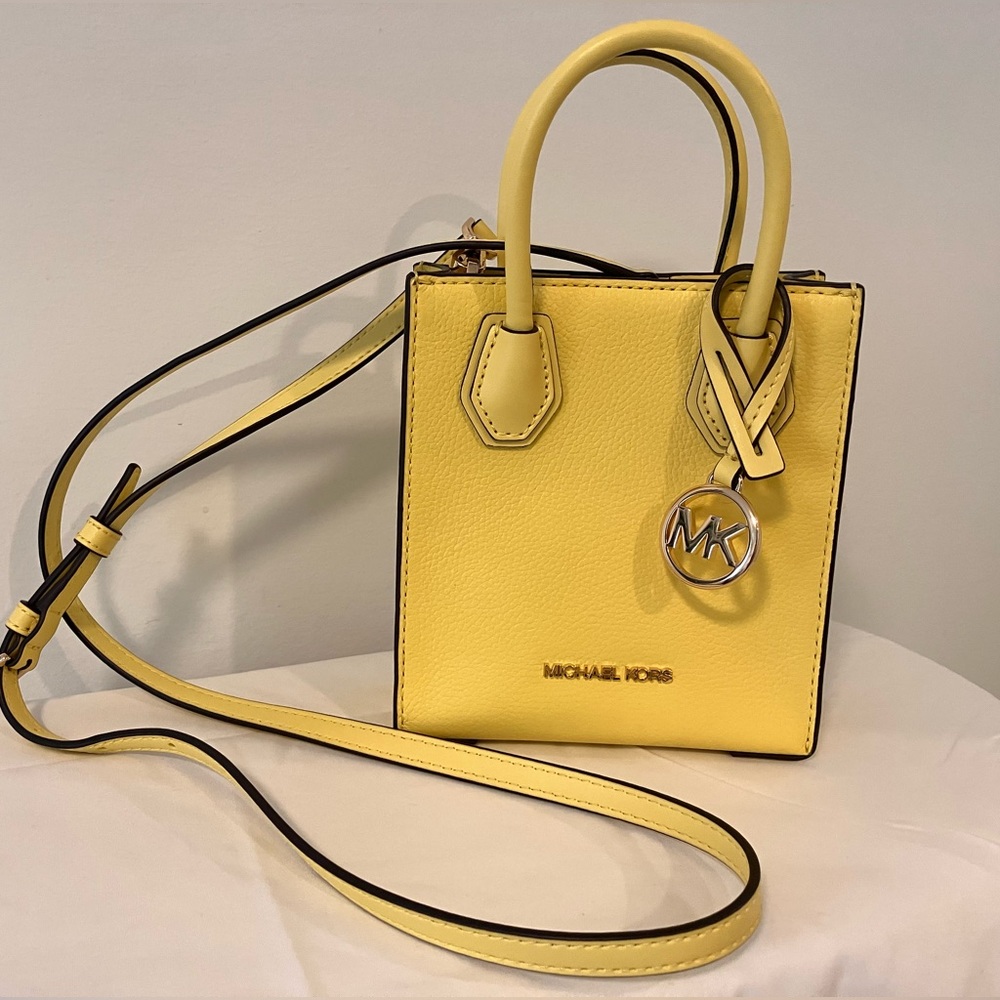Micheal Kora Mercer Extra-Small Pebbled Leather Crossbody Bag in Sunshine